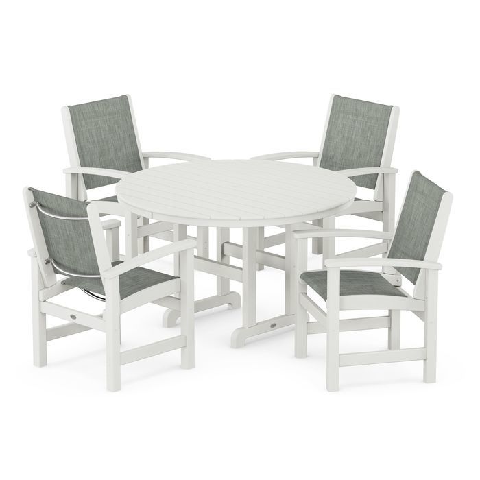 POLYWOOD Coastal 5-Piece Round Farmhouse Dining Set