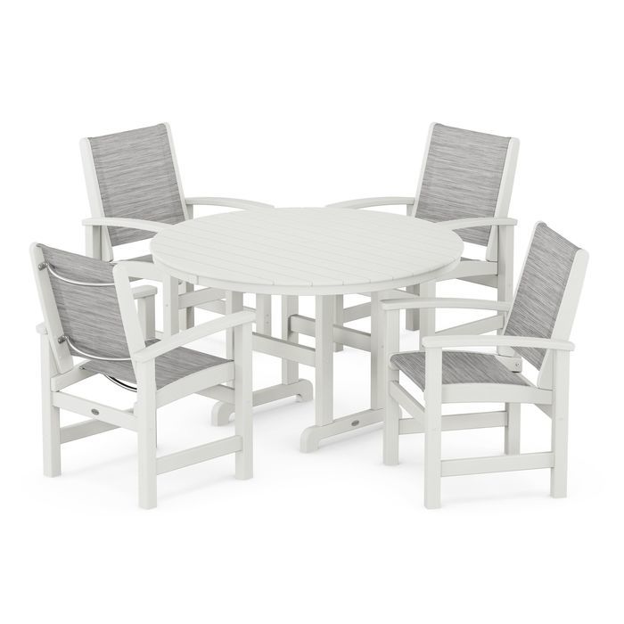 POLYWOOD Coastal 5-Piece Round Farmhouse Dining Set