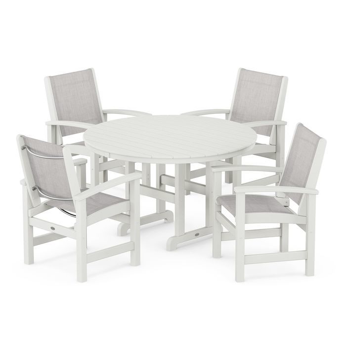 POLYWOOD Coastal 5-Piece Round Farmhouse Dining Set