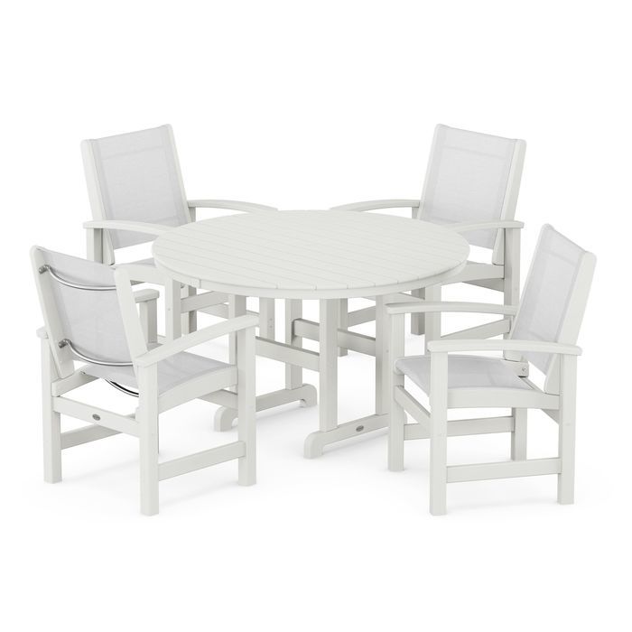 POLYWOOD Coastal 5-Piece Round Farmhouse Dining Set
