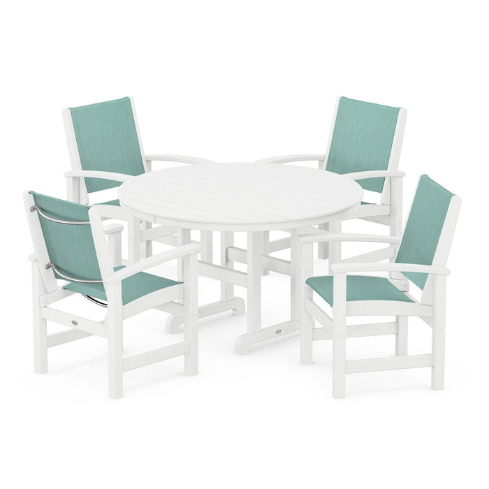POLYWOOD Coastal 5-Piece Round Farmhouse Dining Set