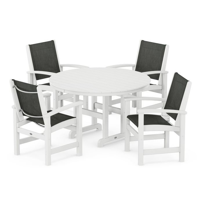 POLYWOOD Coastal 5-Piece Round Farmhouse Dining Set