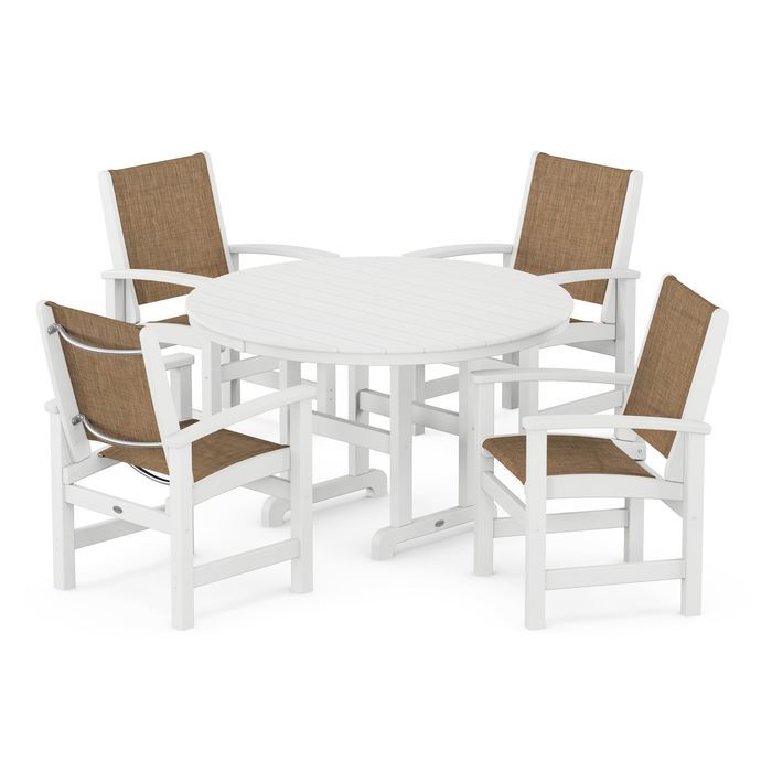POLYWOOD Coastal 5-Piece Round Farmhouse Dining Set