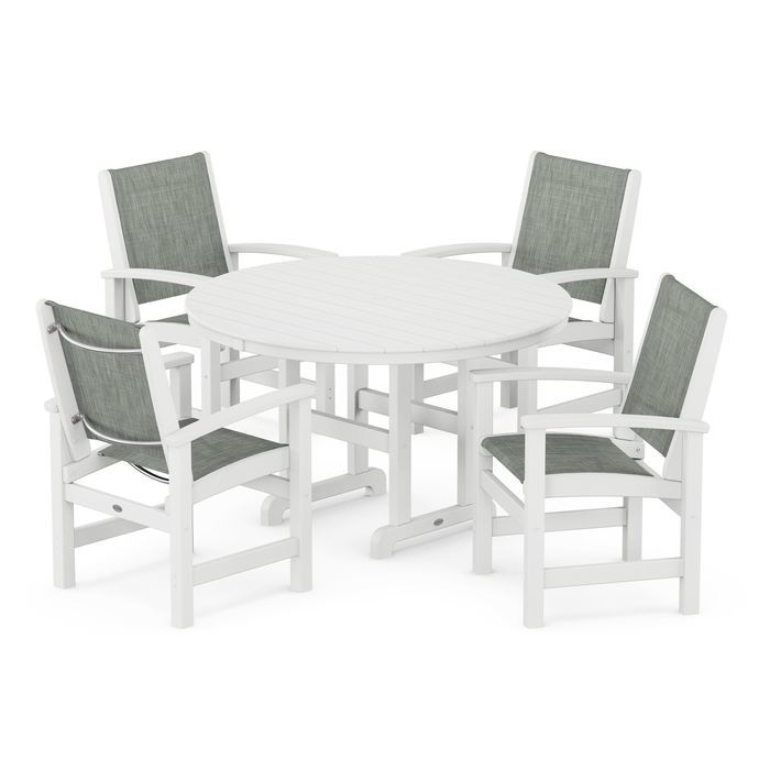 POLYWOOD Coastal 5-Piece Round Farmhouse Dining Set