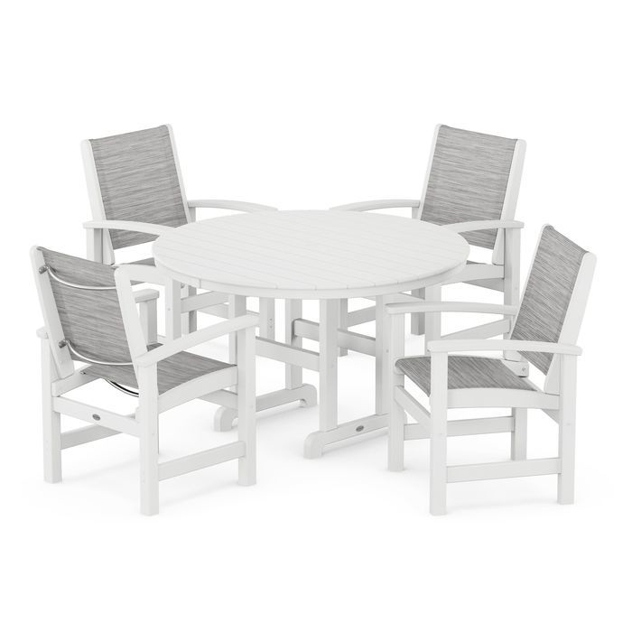 POLYWOOD Coastal 5-Piece Round Farmhouse Dining Set