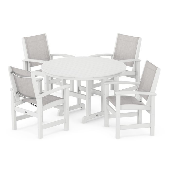 POLYWOOD Coastal 5-Piece Round Farmhouse Dining Set