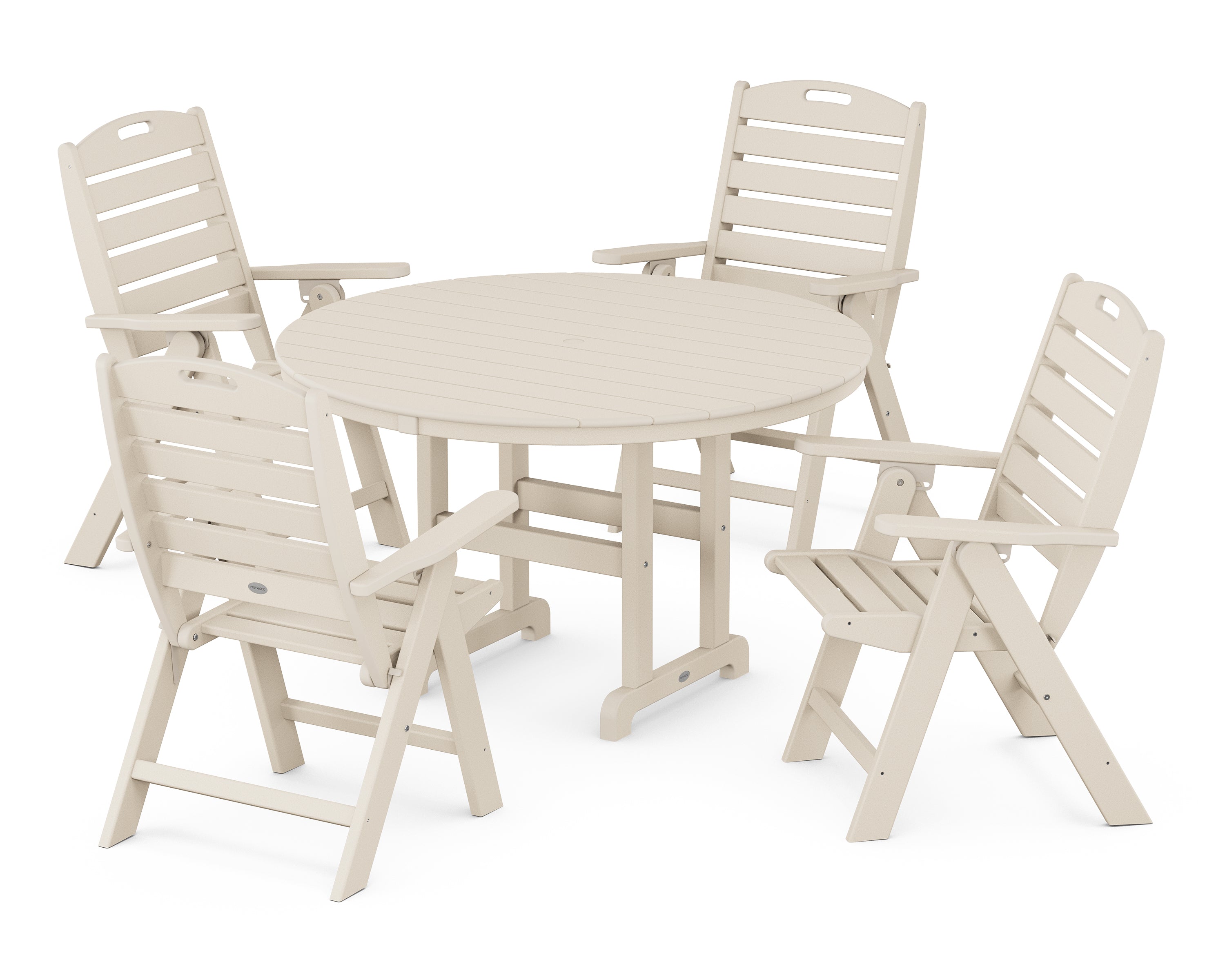 POLYWOOD Nautical 5-Piece Round Farmhouse Dining Set
