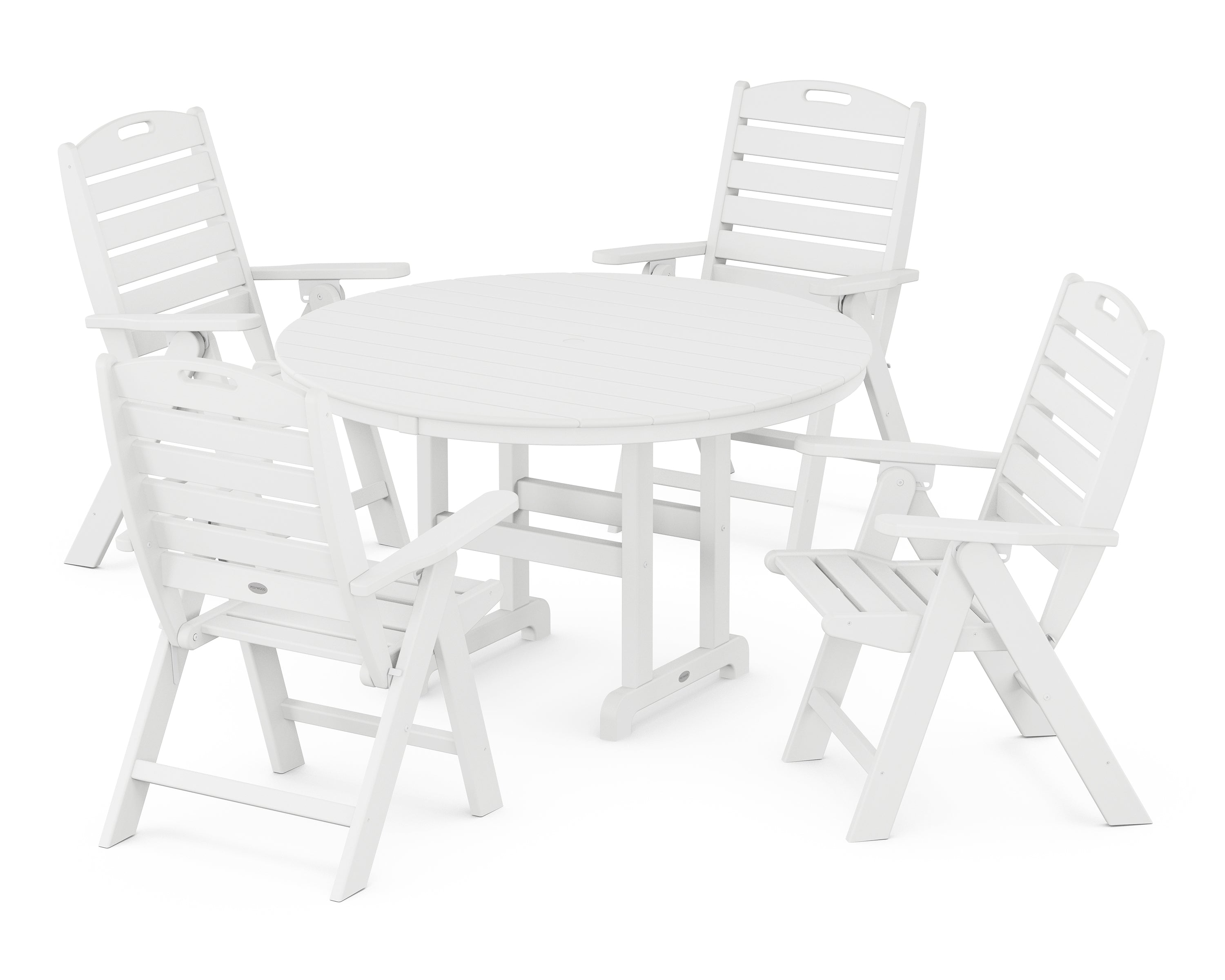 POLYWOOD Nautical 5-Piece Round Farmhouse Dining Set