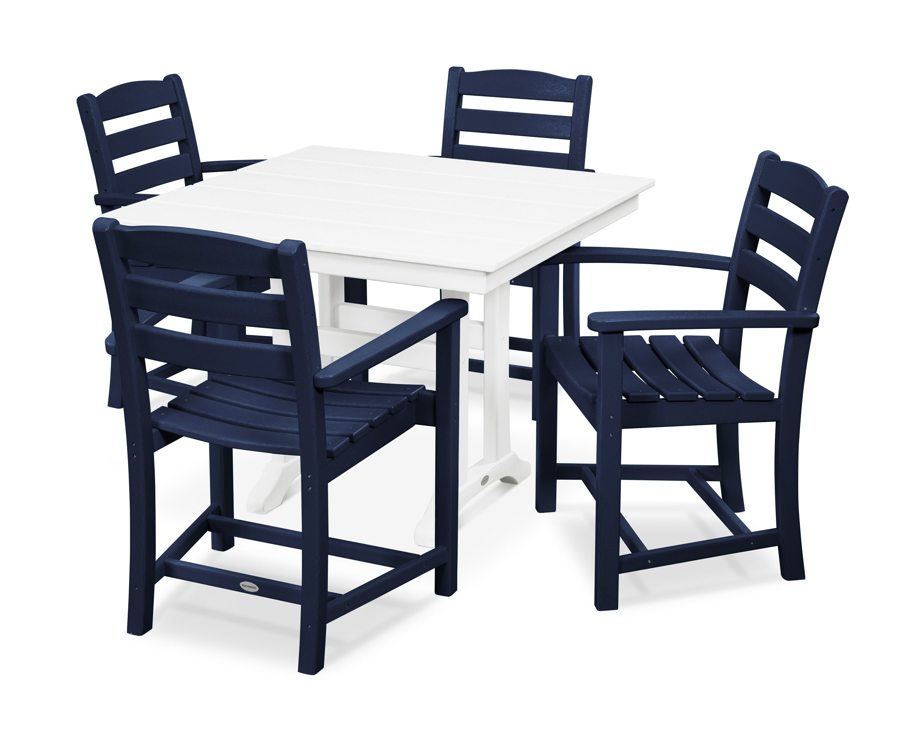 POLYWOOD La Casa Café 5-Piece Farmhouse Trestle Arm Chair Dining Set