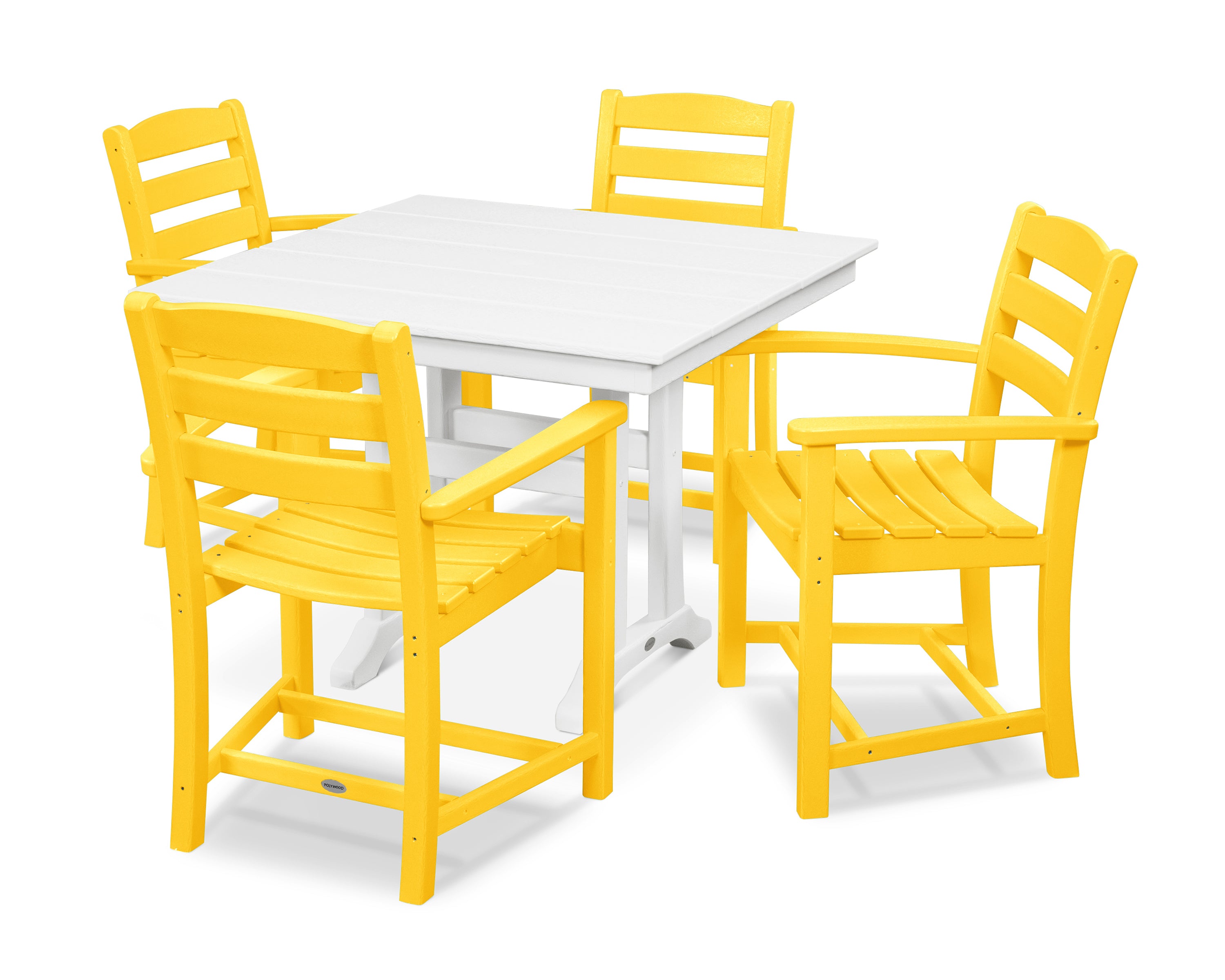 POLYWOOD La Casa Café 5-Piece Farmhouse Trestle Arm Chair Dining Set