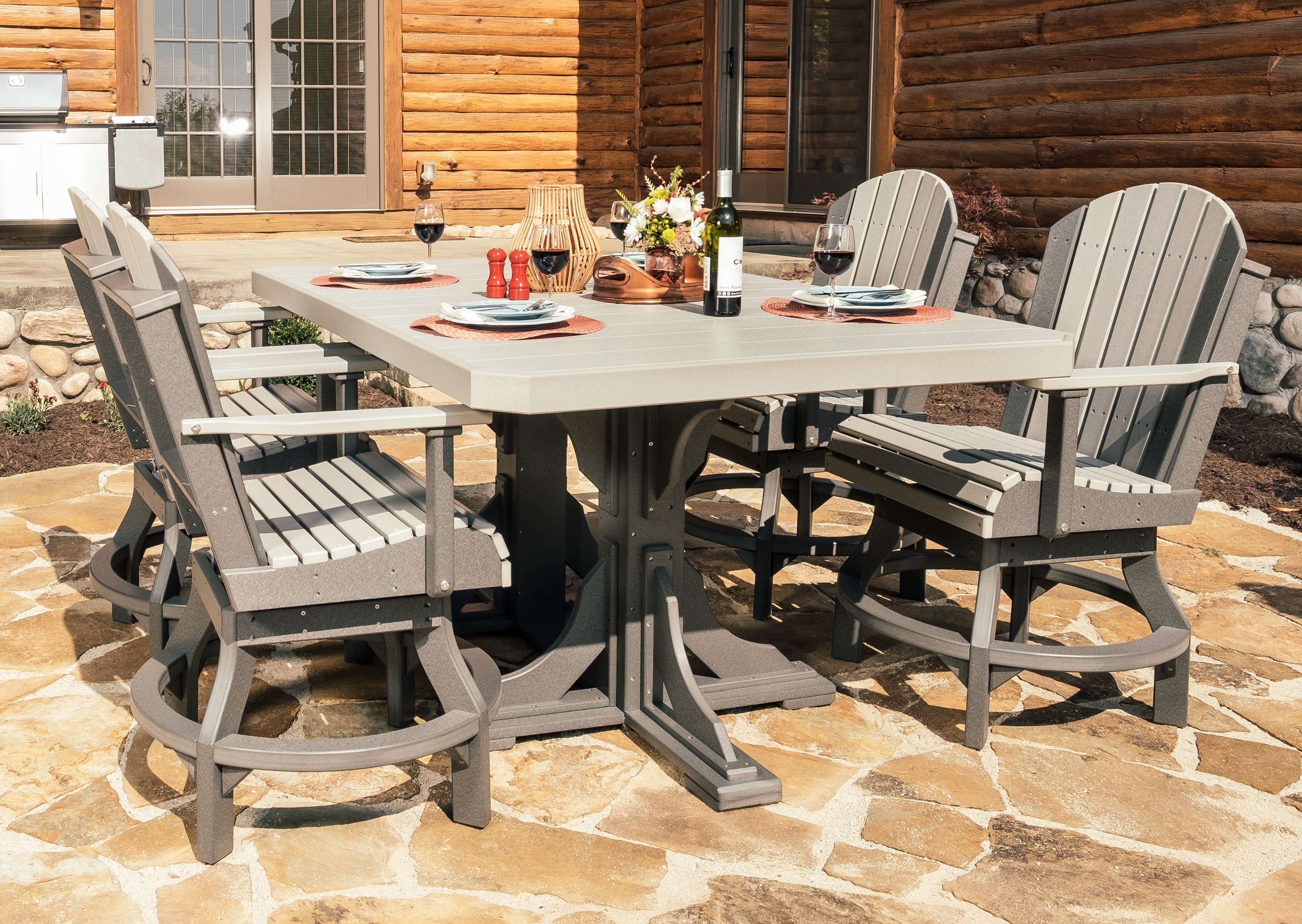 LuxCraft 4' x 6' Rectangle Table Set w/ Swivel Chairs
