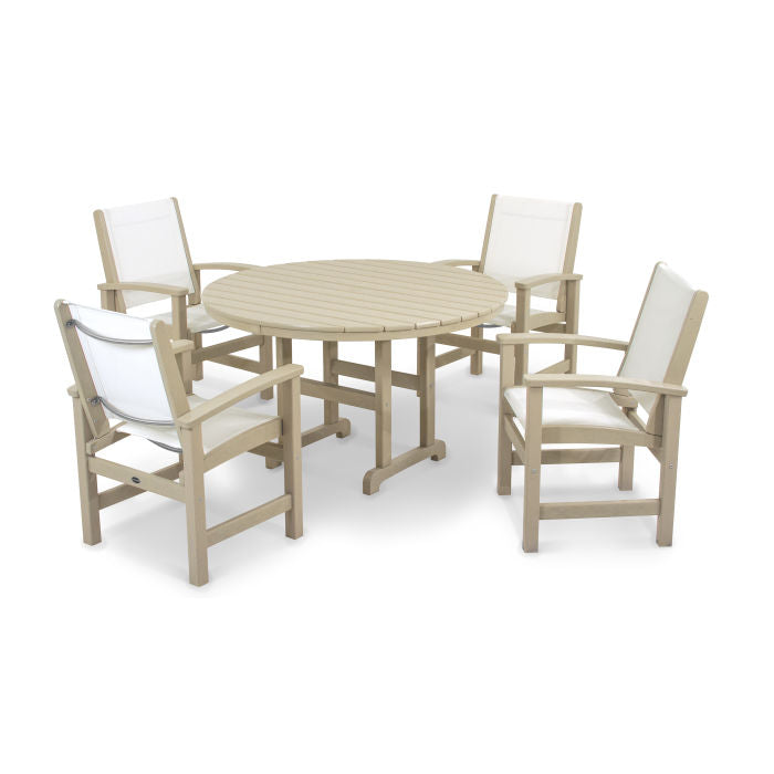 POLYWOOD Coastal 5-Piece Round Farmhouse Dining Set