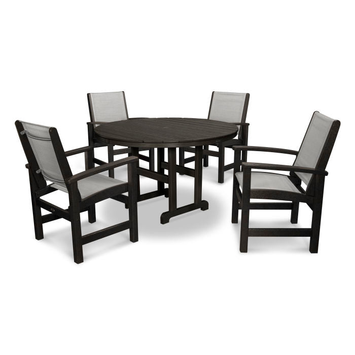 POLYWOOD Coastal 5-Piece Round Farmhouse Dining Set