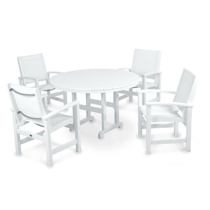 POLYWOOD Coastal 5-Piece Round Farmhouse Dining Set