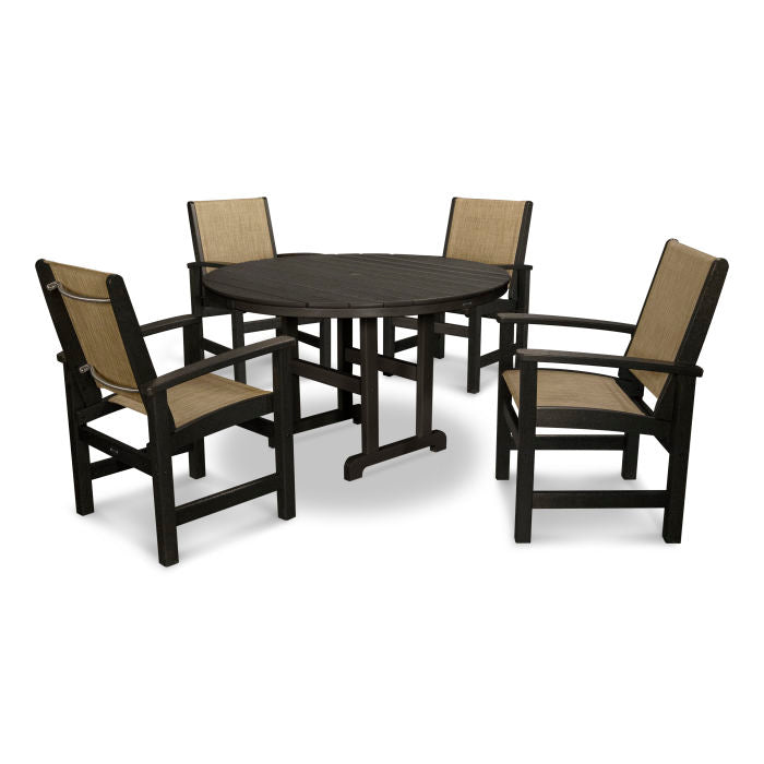 POLYWOOD Coastal 5-Piece Round Farmhouse Dining Set