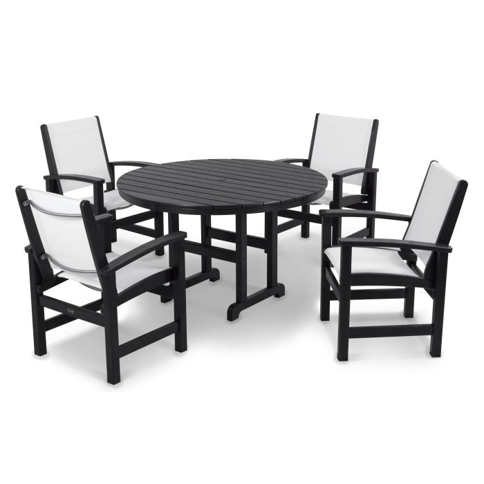 POLYWOOD Coastal 5-Piece Round Farmhouse Dining Set
