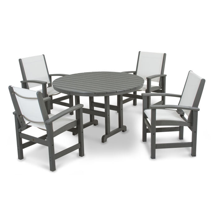 POLYWOOD Coastal 5-Piece Round Farmhouse Dining Set