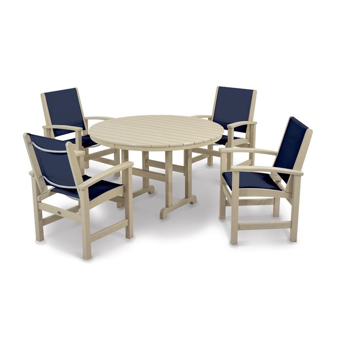 POLYWOOD Coastal 5-Piece Round Farmhouse Dining Set