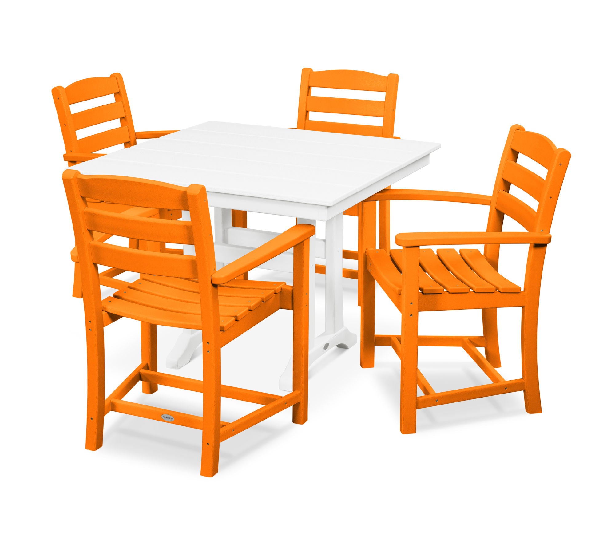 POLYWOOD La Casa Café 5-Piece Farmhouse Trestle Arm Chair Dining Set