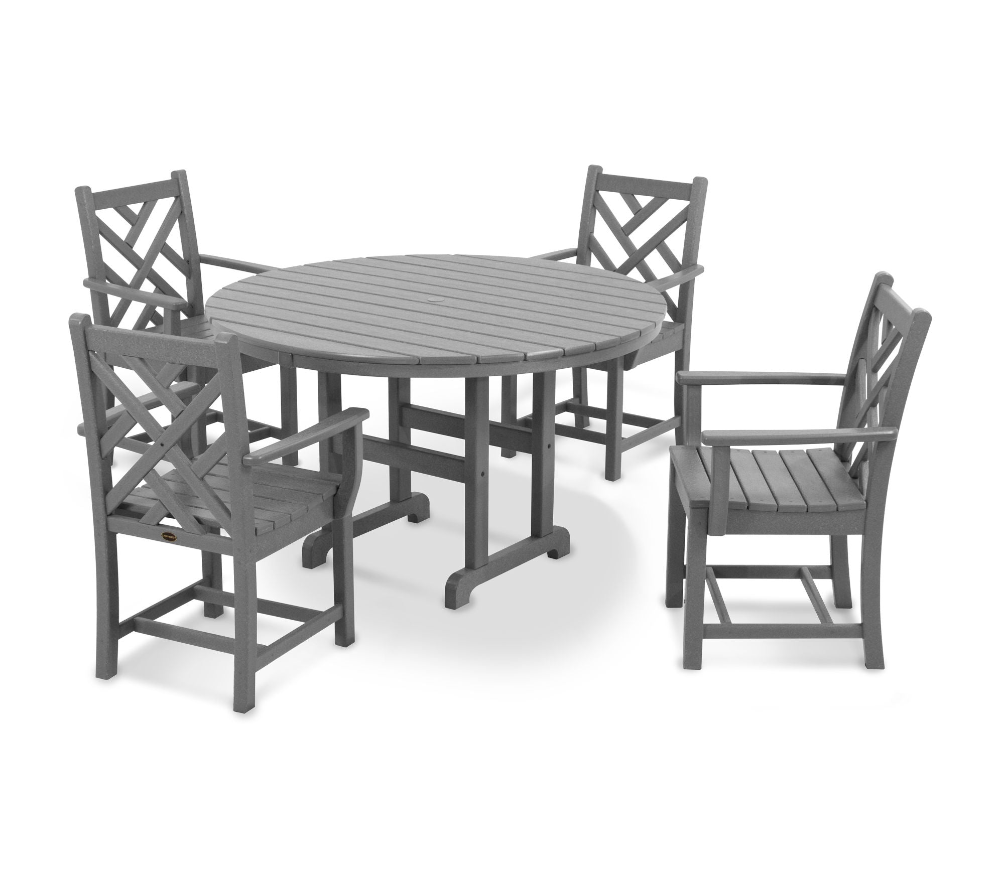 POLYWOOD Chippendale 5-Piece Round Arm Chair Dining Set