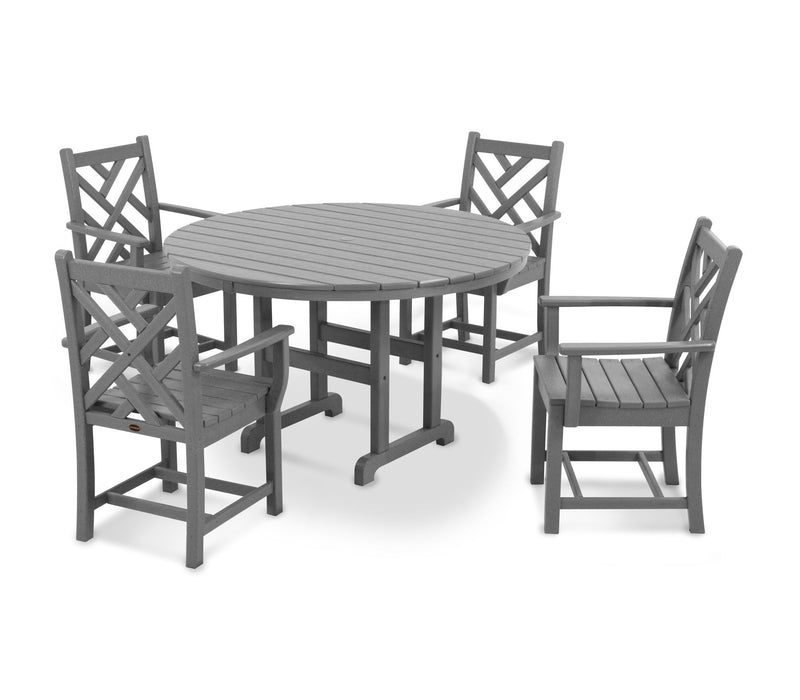 POLYWOOD Chippendale 5-Piece Round Arm Chair Dining Set