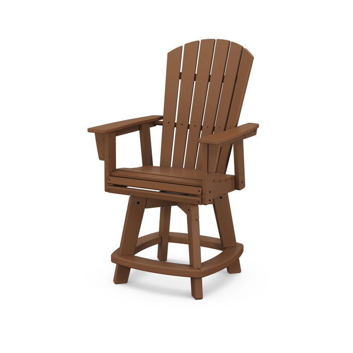 POLYWOOD Nautical Curveback Adirondack Swivel Counter Chair