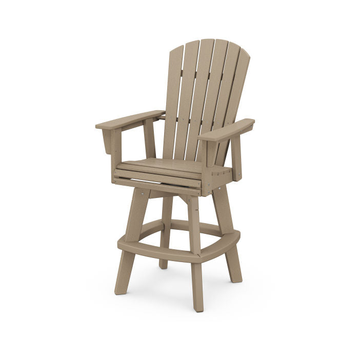 POLYWOOD Nautical Curveback Adirondack Swivel Bar Chair