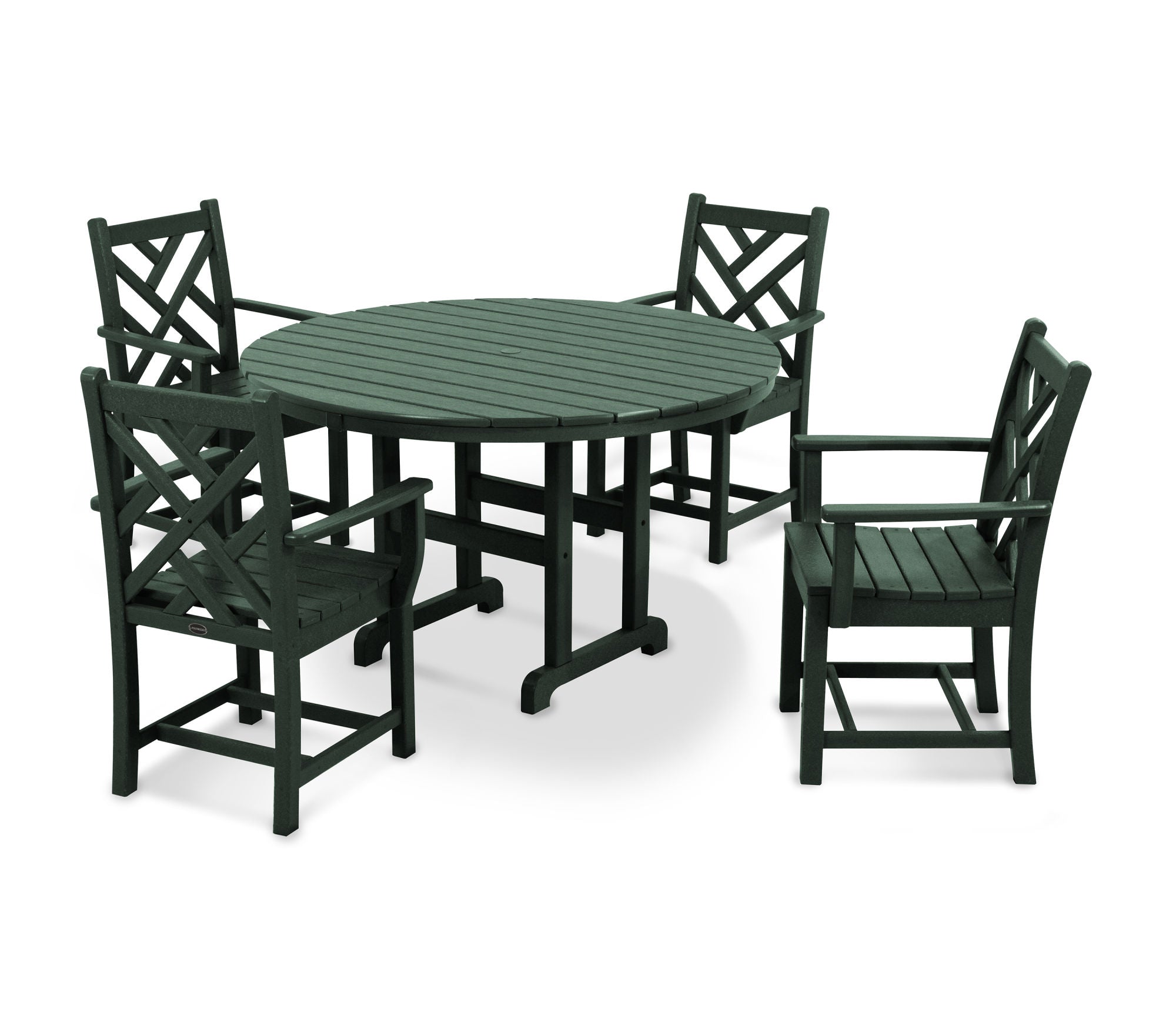 POLYWOOD Chippendale 5-Piece Round Arm Chair Dining Set