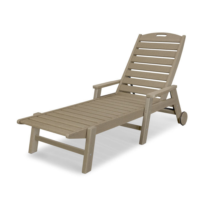 POLYWOOD Nautical Chaise w/ Arms & Wheels - Stackable
