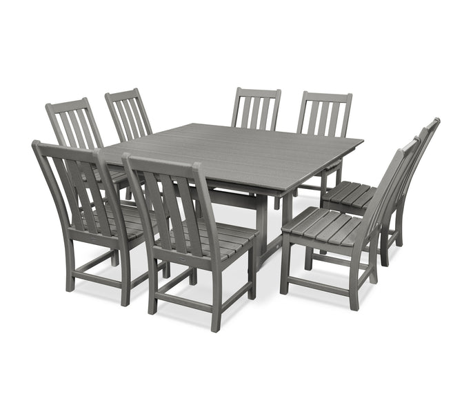 POLYWOOD Vineyard 9-Piece Farmhouse Trestle Dining Set