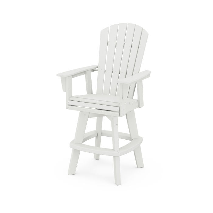 POLYWOOD Nautical Curveback Adirondack Swivel Bar Chair