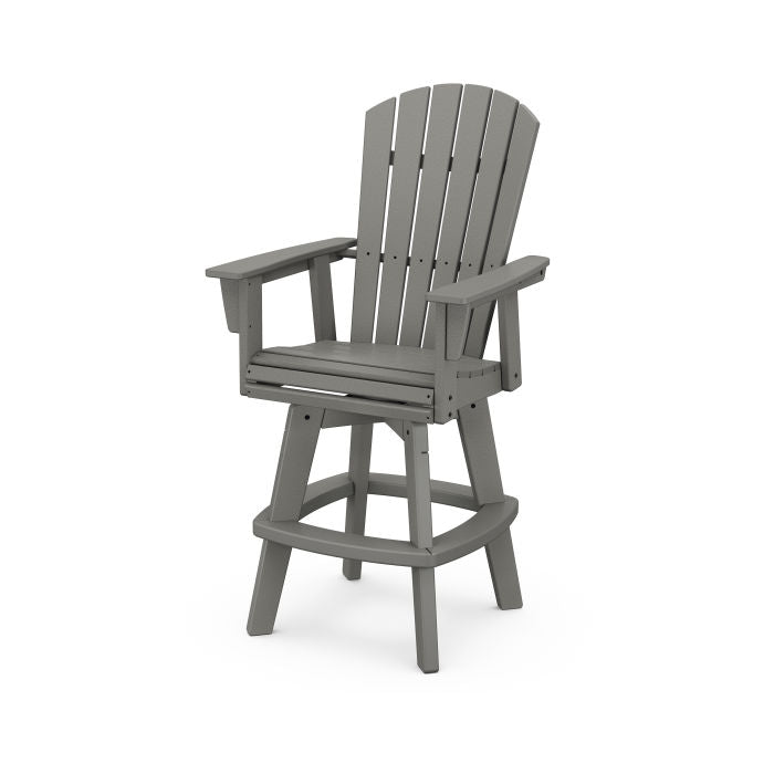 POLYWOOD Nautical Curveback Adirondack Swivel Bar Chair