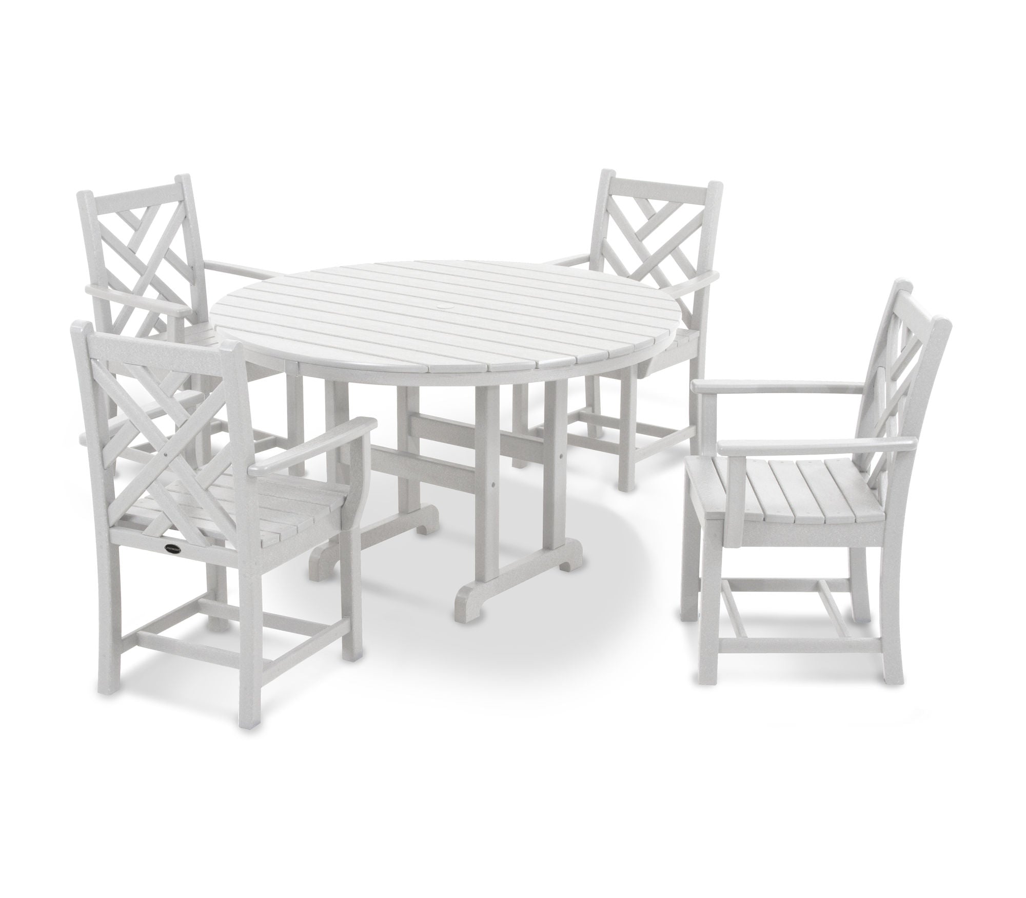 POLYWOOD Chippendale 5-Piece Round Arm Chair Dining Set