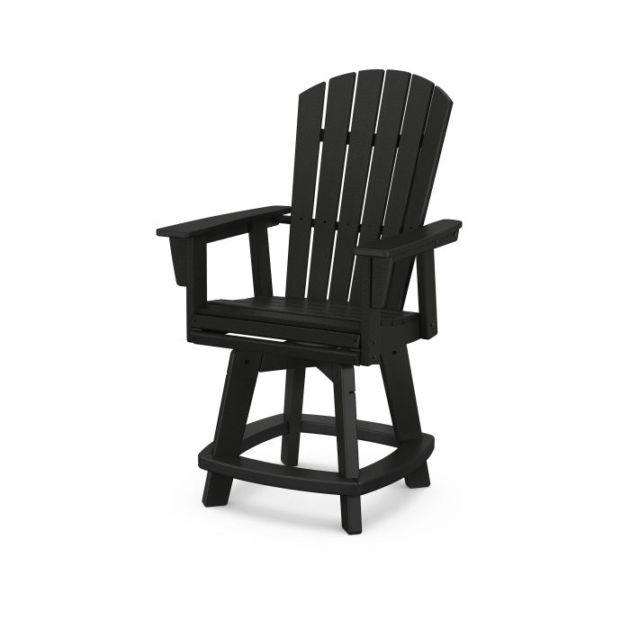 POLYWOOD Nautical Curveback Adirondack Swivel Counter Chair