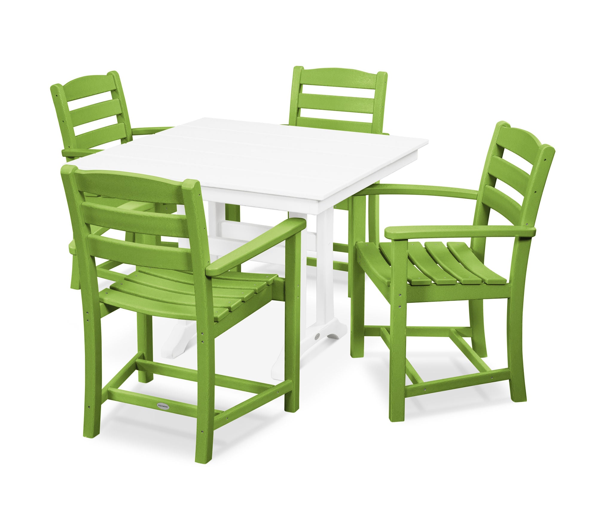 POLYWOOD La Casa Café 5-Piece Farmhouse Trestle Arm Chair Dining Set