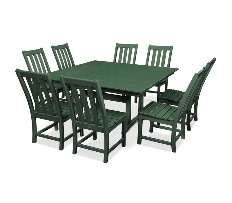 POLYWOOD Vineyard 9-Piece Farmhouse Trestle Dining Set Amish Yard