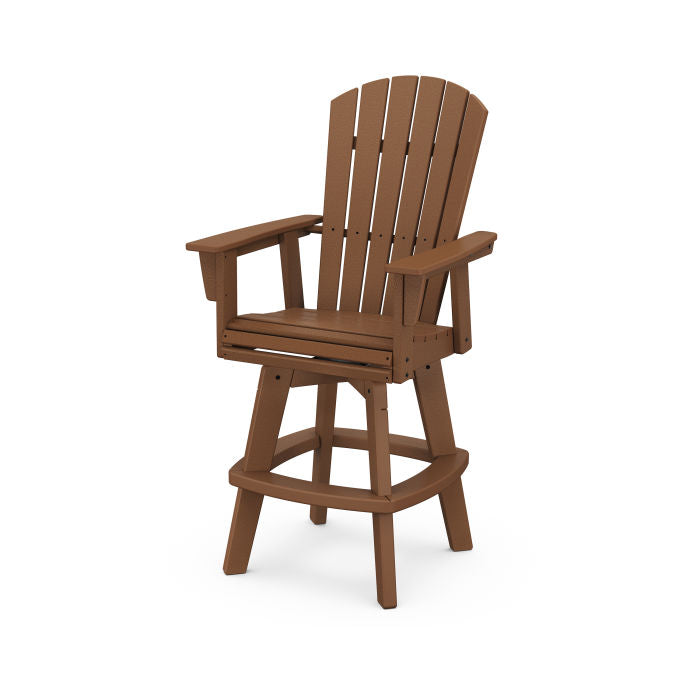 POLYWOOD Nautical Curveback Adirondack Swivel Bar Chair