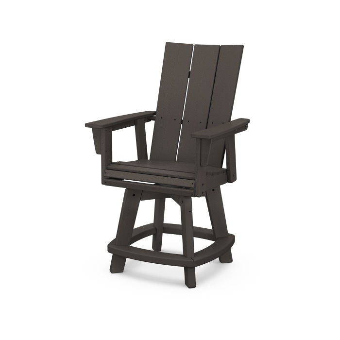 POLYWOOD Modern Curveback Adirondack Swivel Counter Chair