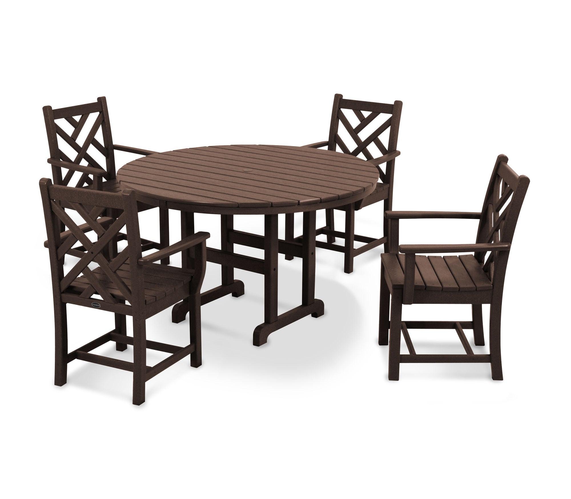 POLYWOOD Chippendale 5-Piece Round Arm Chair Dining Set