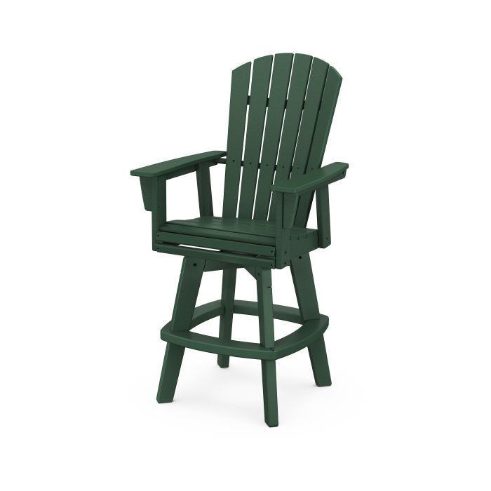 POLYWOOD Nautical Curveback Adirondack Swivel Bar Chair