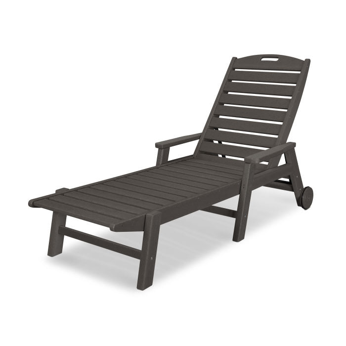 POLYWOOD Nautical Chaise w/ Arms & Wheels - Stackable
