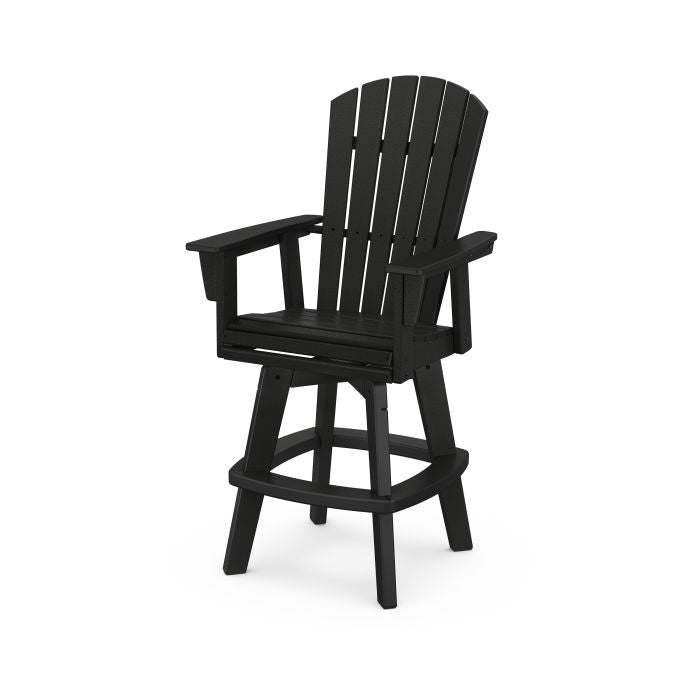 POLYWOOD Nautical Curveback Adirondack Swivel Bar Chair