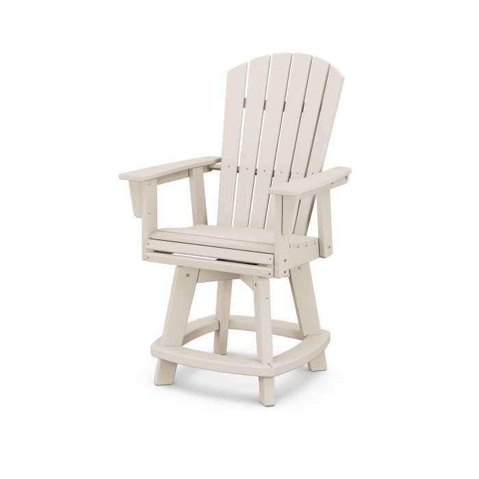 POLYWOOD Nautical Curveback Adirondack Swivel Counter Chair