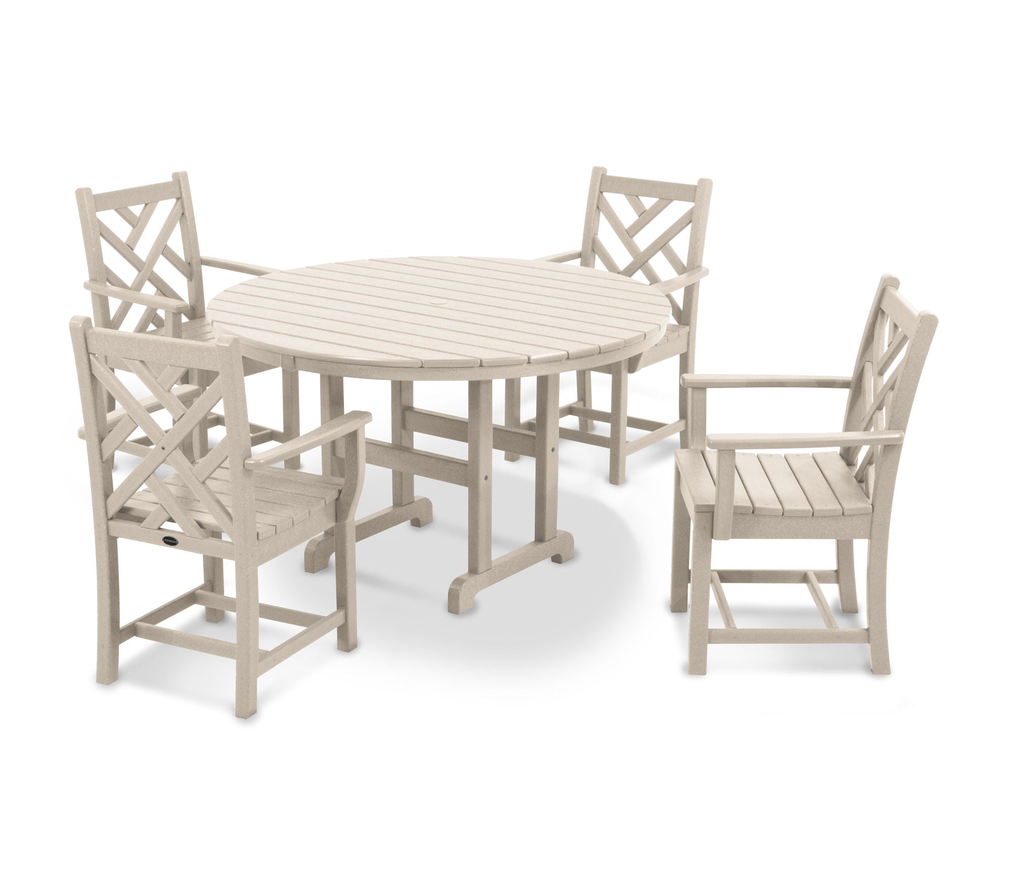 POLYWOOD Chippendale 5-Piece Round Arm Chair Dining Set