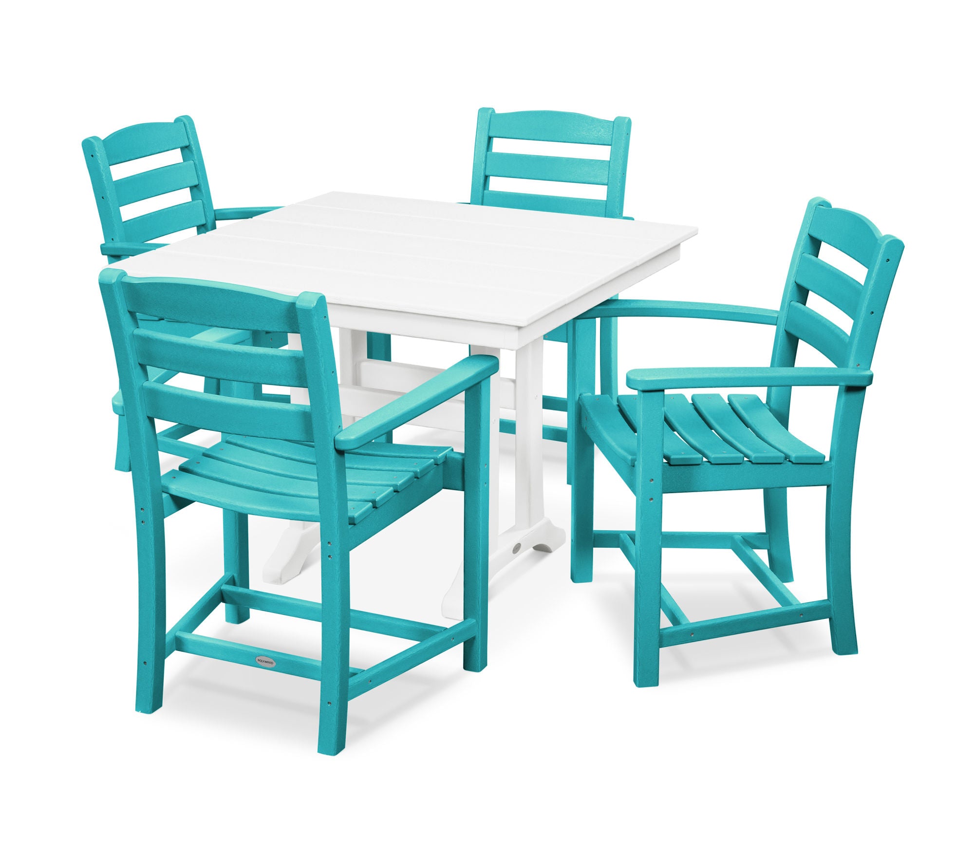 POLYWOOD La Casa Café 5-Piece Farmhouse Trestle Arm Chair Dining Set