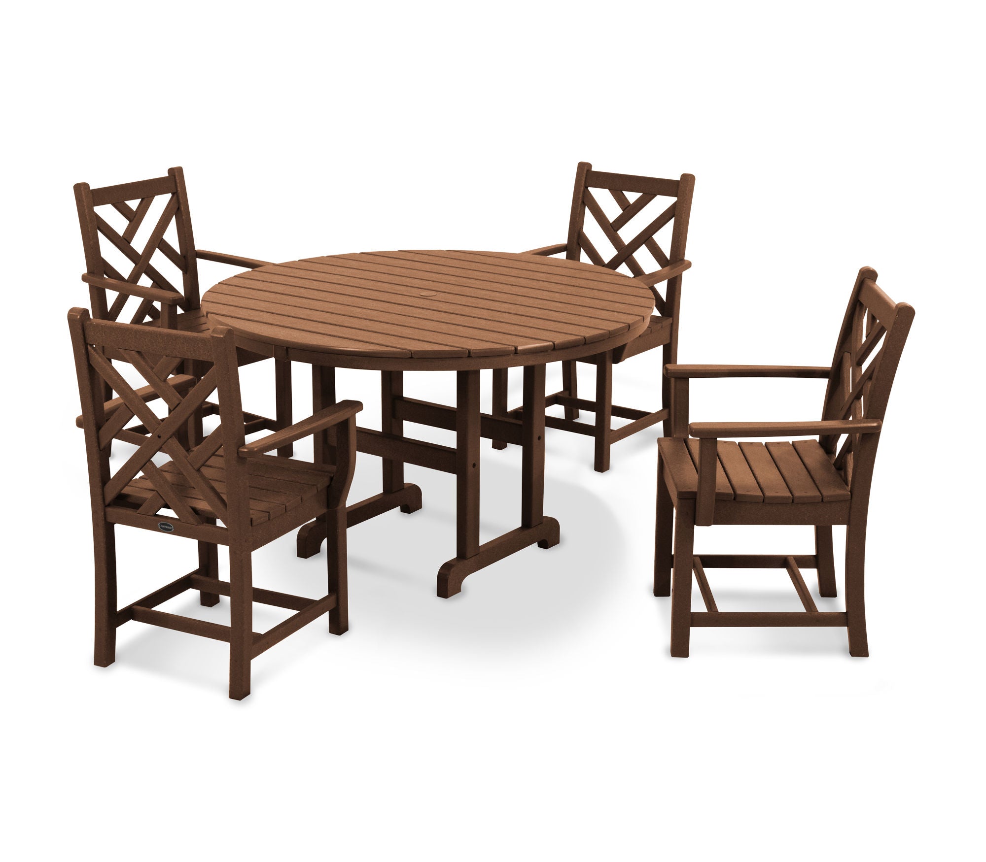 POLYWOOD Chippendale 5-Piece Round Arm Chair Dining Set