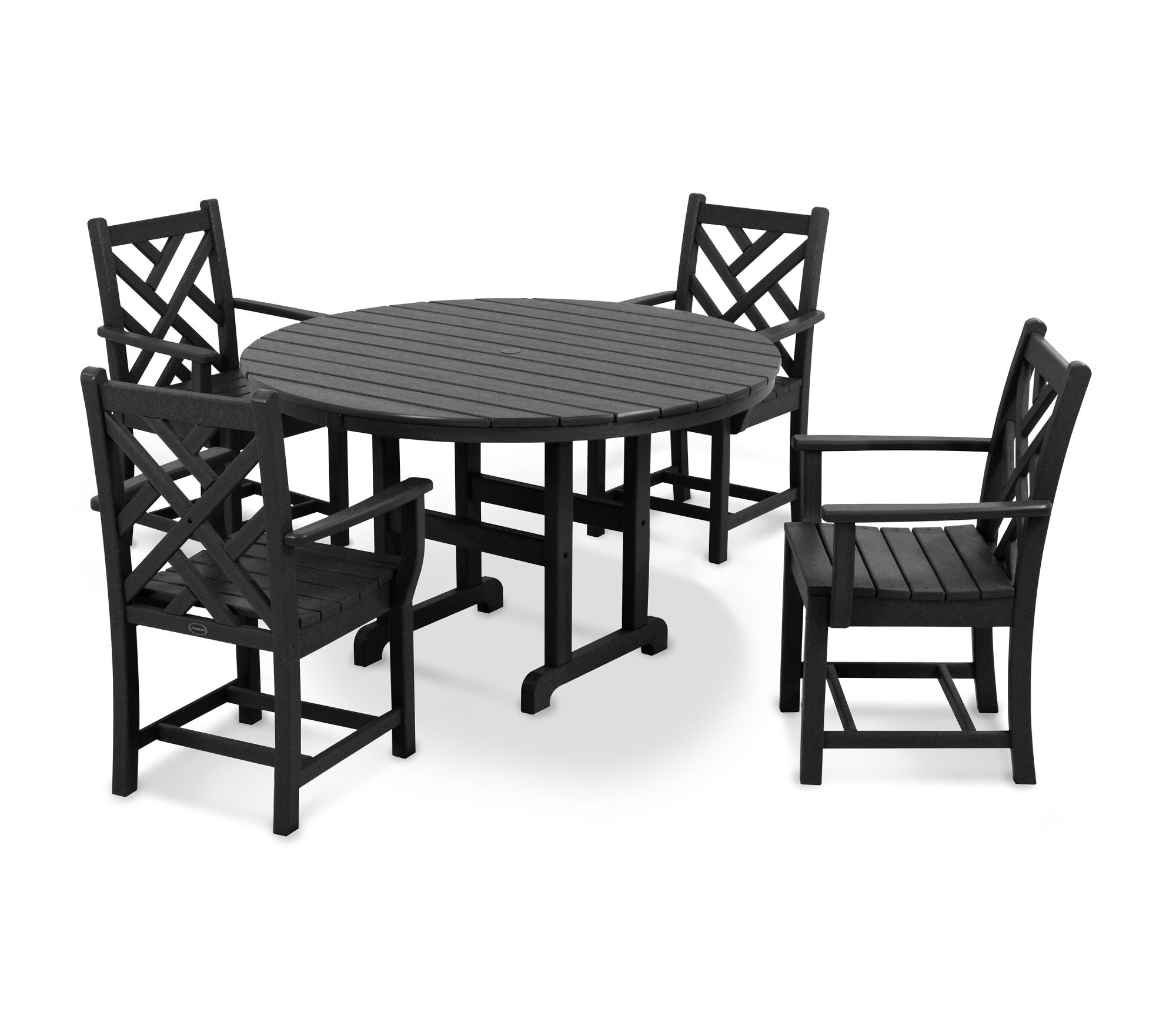 POLYWOOD Chippendale 5-Piece Round Arm Chair Dining Set