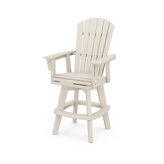 POLYWOOD Nautical Curveback Adirondack Swivel Bar Chair
