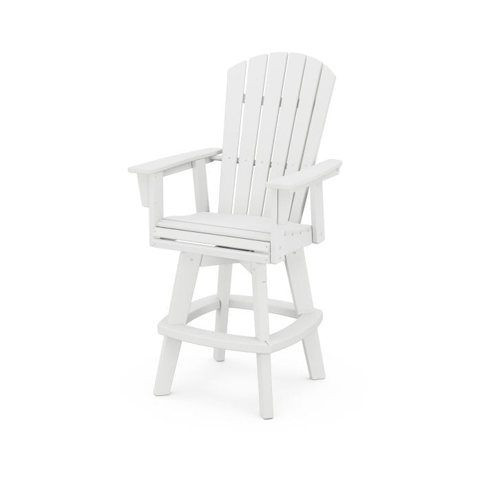 POLYWOOD Nautical Curveback Adirondack Swivel Bar Chair
