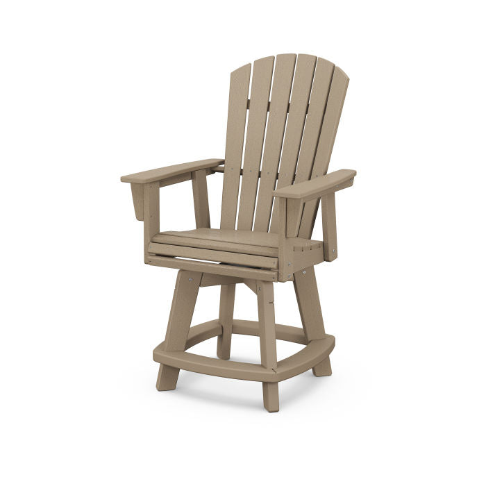 POLYWOOD Nautical Curveback Adirondack Swivel Counter Chair